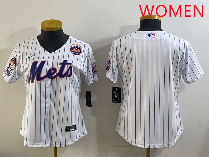 Women New York Mets Blank White Stripe Game 2025 Nike MLB Jersey style 6